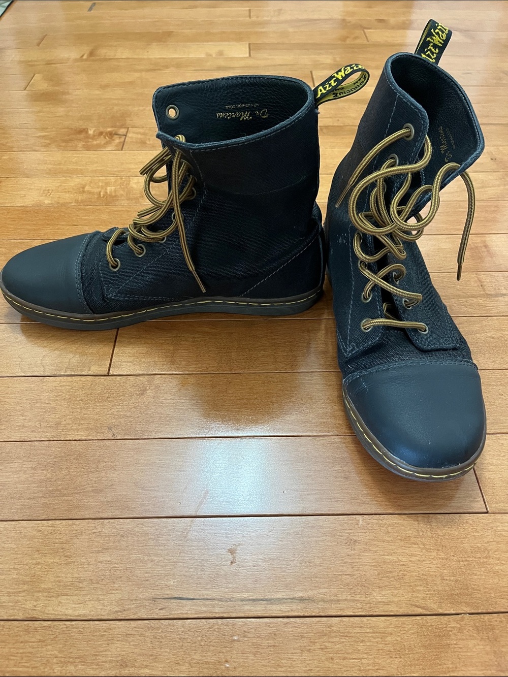 Dr. Martens Black Canvas and Rubber Toe Lace-Up Boots